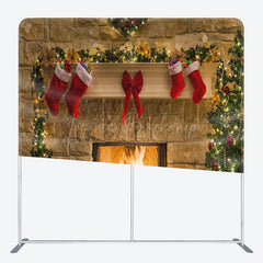 Lofaris Stocking Tree Brick Fireplace Christmas Backdrop