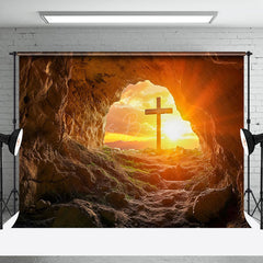 Lofaris Stone Cave Cross Sunset Scenery Easter Backdrop