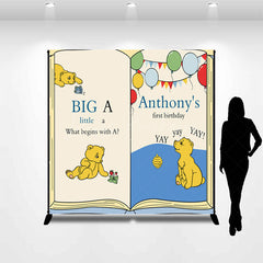 Lofaris Story Book Bear Custom Name 1st Birthday Backdrop