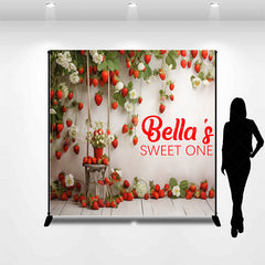 Lofaris Strawberry Fruit Floral Custom Name Sweet One Backdrop