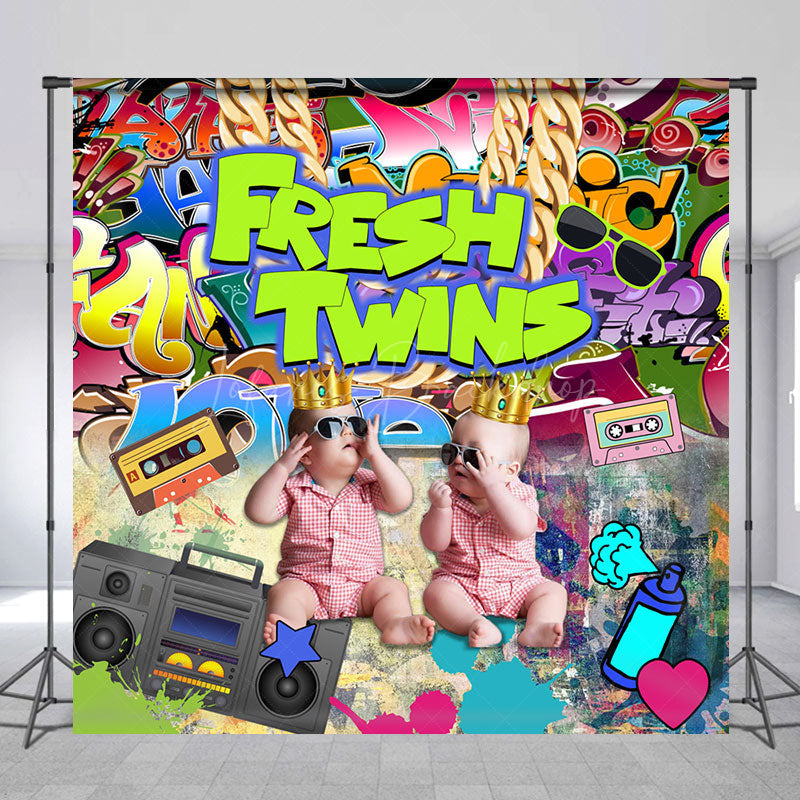 Lofaris Street Graffiti Fresh Twins Custom Photo Backdrop