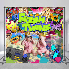 Lofaris Street Graffiti Fresh Twins Custom Photo Backdrop