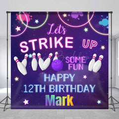 Lofaris Strike Up Bowling Sport Custom 12th Birthday Backdrop