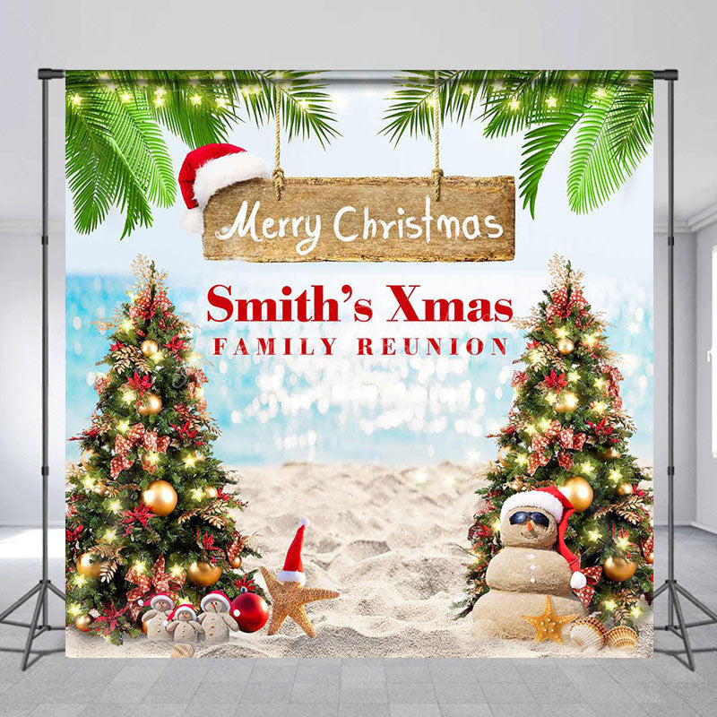 Lofaris Summer Christmas Custom Name Family Reunion Backdrop