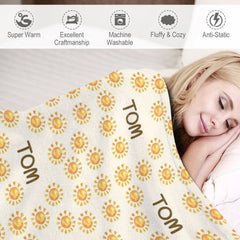 Lofaris Summer Dense Yellow Sun White Custom Name Blanket