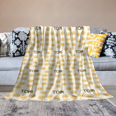 Lofaris Summer Dense Yellow Sun White Custom Name Blanket