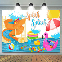 Lofaris Summer Water Park Splish Splash Birthday Backdrop