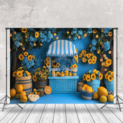 Lofaris Sunflower Blue Summer Lemonade Stand Photo Backdrop