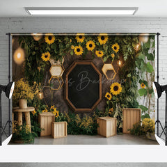 Lofaris Sunflower Natural Greenery Rustic Spring Backdrop