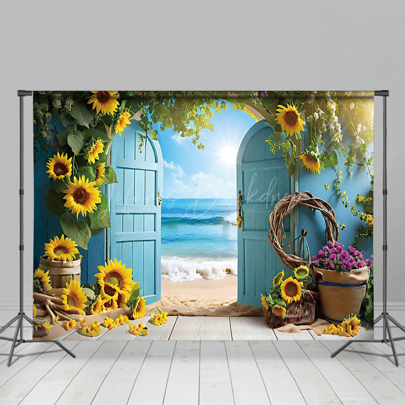 Lofaris Sunflower Summer Beach Photography Backdrop For Studio