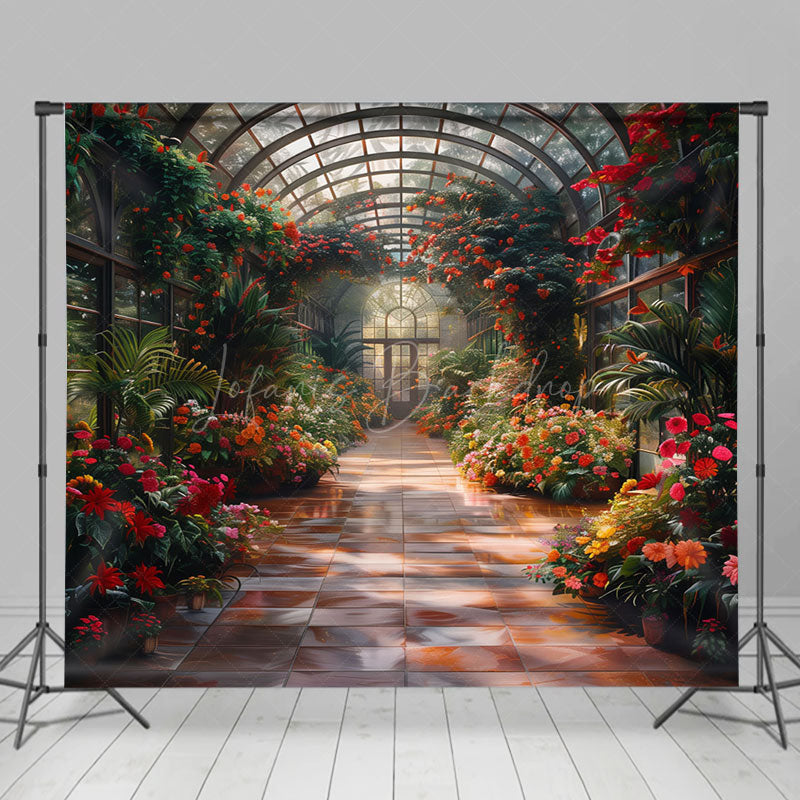 Lofaris Sunlight Floral Greenhouse Arcade Spring Backdrop