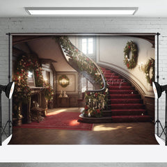 Lofaris Sunlight Vintage House Stairs Christmas Vibe Backdrop