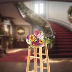 Lofaris Sunlight Vintage House Stairs Christmas Vibe Backdrop