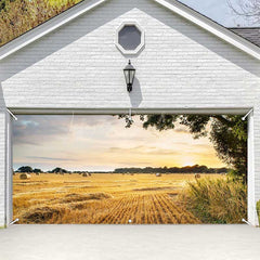 Lofaris Sunset Autumn Golden Field Harvest Garage Door Banner