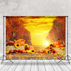 Lofaris Sunset Cloud Maple Trees Pumpkin Autumn Backdrop