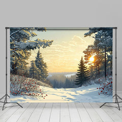 Lofaris Sunset Cloud Snowy Forest Cherry Winter Backdrop