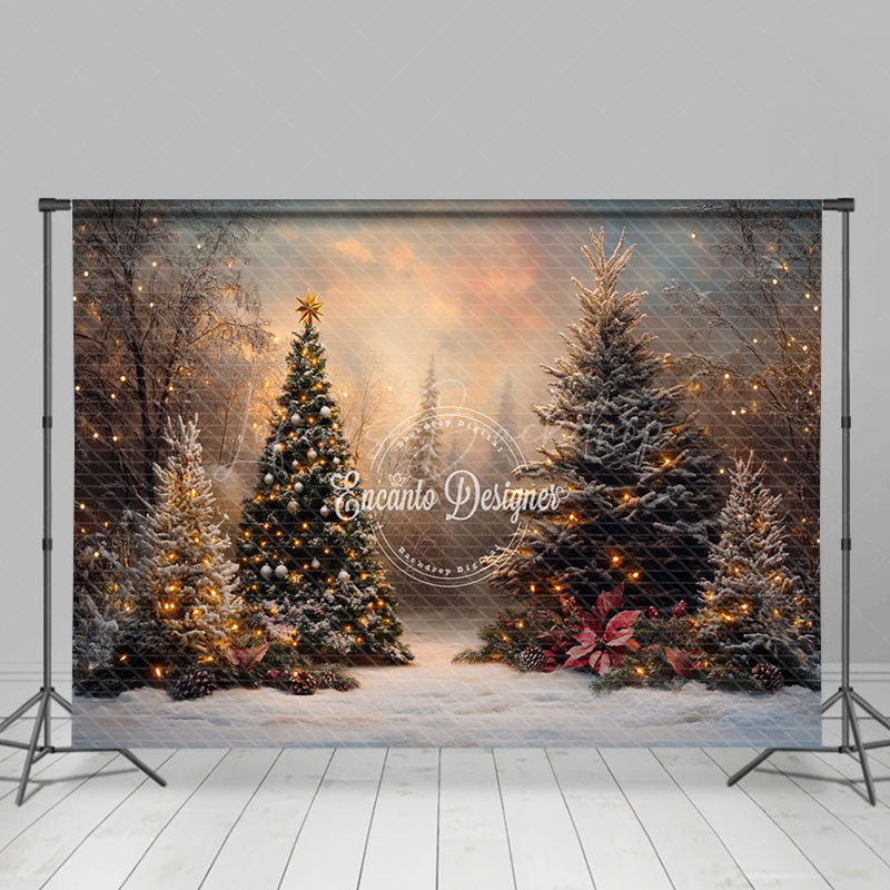 Lofaris Sunset Sky Xmas Trees Forest Christmas Vibe Backdrop