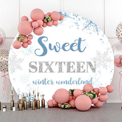 Lofaris Sweet 16 Winter Wonderland Round Birthday Backdrop