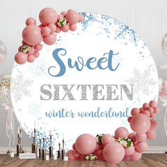 Lofaris Sweet 16 Winter Wonderland Round Birthday Backdrop