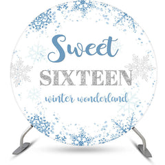 Lofaris Sweet 16 Winter Wonderland Round Birthday Backdrop