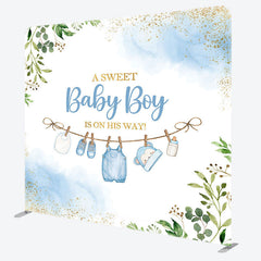 Lofaris Sweet Baby Boy Plant Gender Reveal Square Backdrop