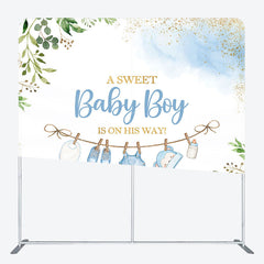 Lofaris Sweet Baby Boy Plant Gender Reveal Square Backdrop