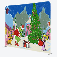 Lofaris Sweet Cartoon Grinch Whoville Tension Fabric Backdrop