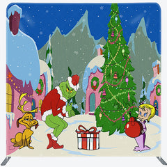 Lofaris Sweet Cartoon Grinch Whoville Tension Fabric Backdrop