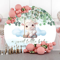 Lofaris Sweet Little Lamp Plant Round Baby Shower Backdrop