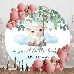 Lofaris Sweet Little Lamp Plant Round Baby Shower Backdrop