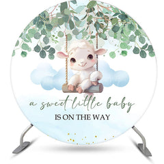 Lofaris Sweet Little Lamp Plant Round Baby Shower Backdrop