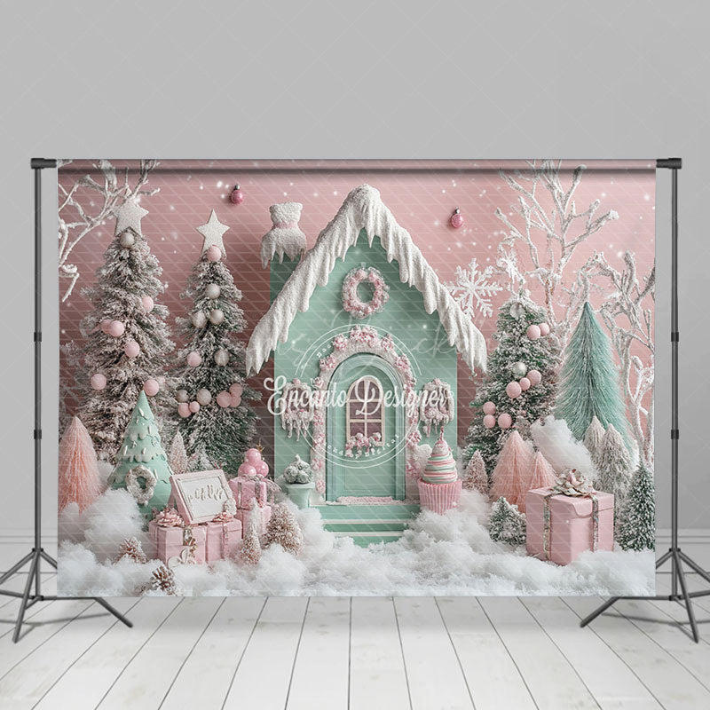 Lofaris Sweet Pink Candy Land Winter Photography Backdrop