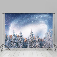 Lofaris Swirl Nebula Star White Snow Forest Winter Backdrop