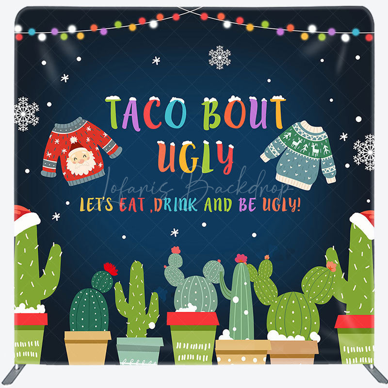 Lofaris Taco Bout Ugly Christmas Square Arch Fabric Backdrop