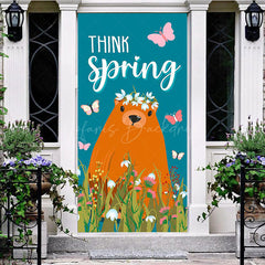 Lofaris Teal Think Spring Butterfly Groundhog Day Door Cover