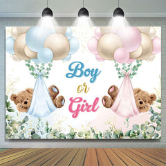 Lofaris Teddy Balloons Gender Reveal Baby Shower Backdrop