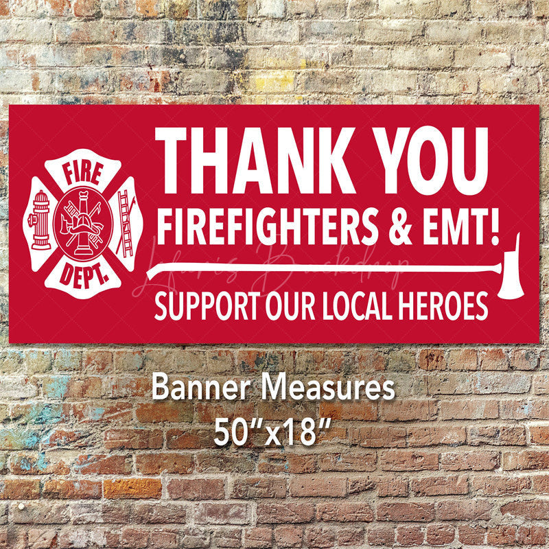 Lofaris Thank You to Firemen Red Banner For Appreciation Party