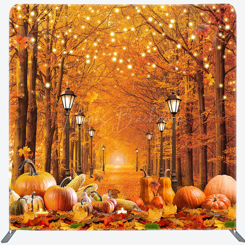 Lofaris Thanksgiving Autumn Maple Forest Pumpkin Backdrop