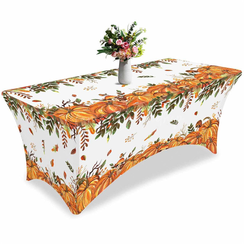 Lofaris Thanksgiving Fall Pumpkin Leaves Cute Stretch Table Cover