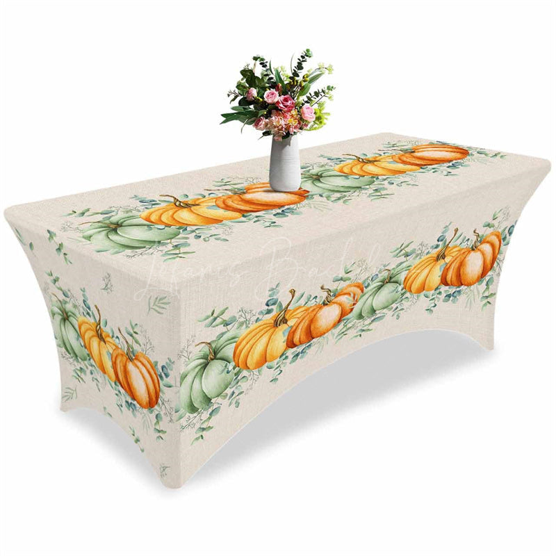 Lofaris Thanksgiving Farm Pumpkin Fall Harvest Stretch Table Cover