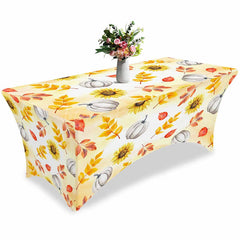 Lofaris Thanksgiving Sunflower Pumpkin Lovely Stretch Table Cover