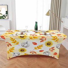 Lofaris Thanksgiving Sunflower Pumpkin Lovely Stretch Table Cover