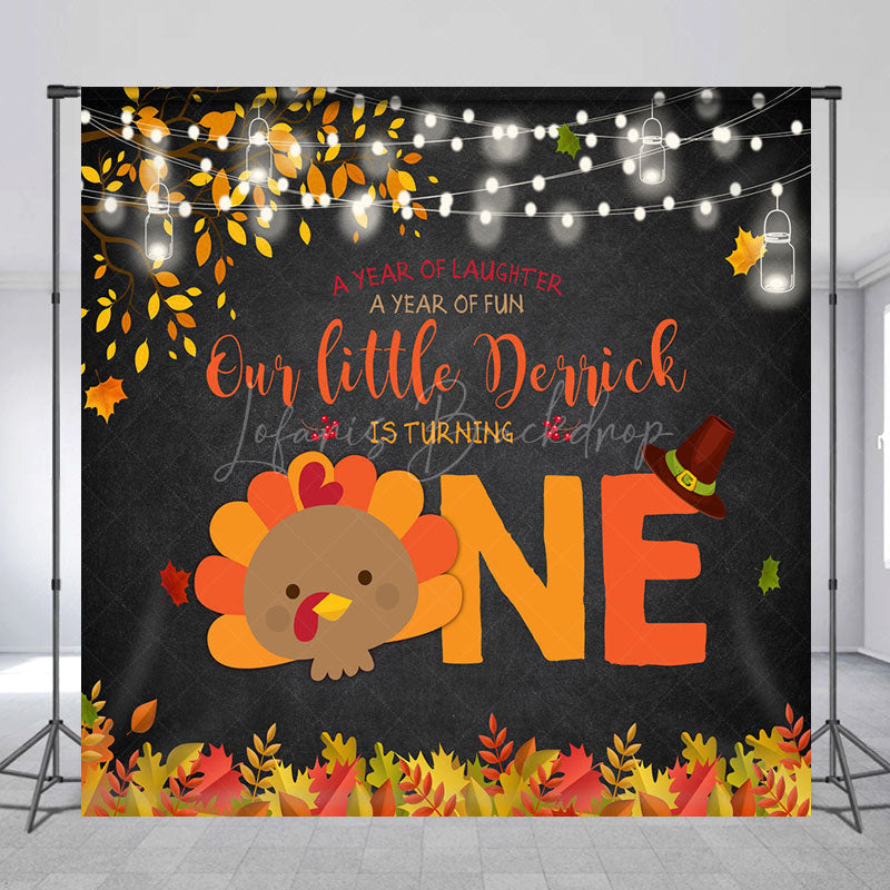 Lofaris Thanksgiving Turkey Custom Name 1st Birthday Backdrop