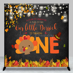 Lofaris Thanksgiving Turkey Custom Name 1st Birthday Backdrop