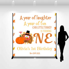 Lofaris Thanksgiving Turkey Custom Name One Birthday Backdrop