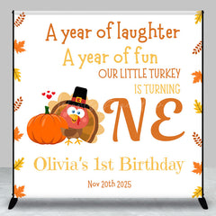 Lofaris Thanksgiving Turkey Custom Name One Birthday Backdrop