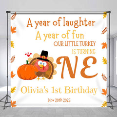 Lofaris Thanksgiving Turkey Custom Name One Birthday Backdrop