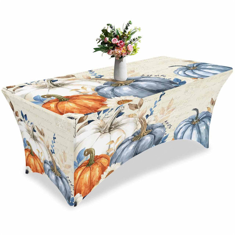 Lofaris Thanksgiving Watercolor Fall Pumpkin Cute Stretch Table Cover