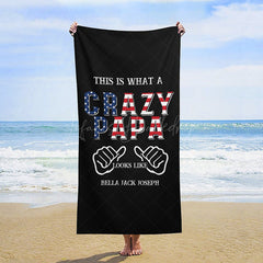 Lofaris This Is What A Crazy Papa Custom Name Beach Towel