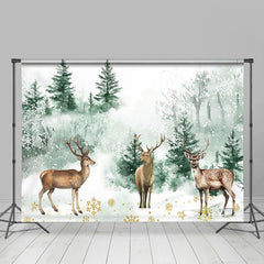 Lofaris Three Deer In The Woods Painting Forest Backdrop